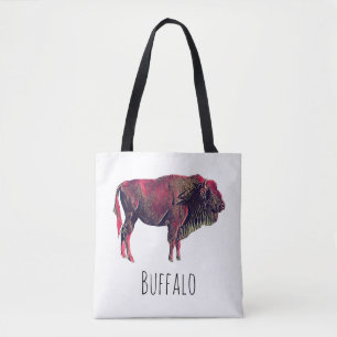 Buffalo Portrait Design For Bison or Wisent Animal Tote Bag