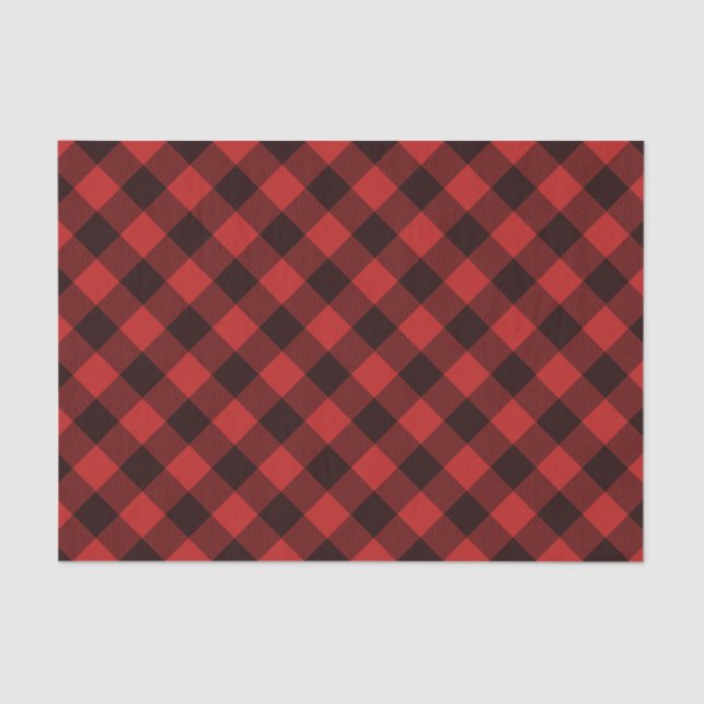Buffalo Red and Black Plaid Winter Christmas Tissue Paper (Front)