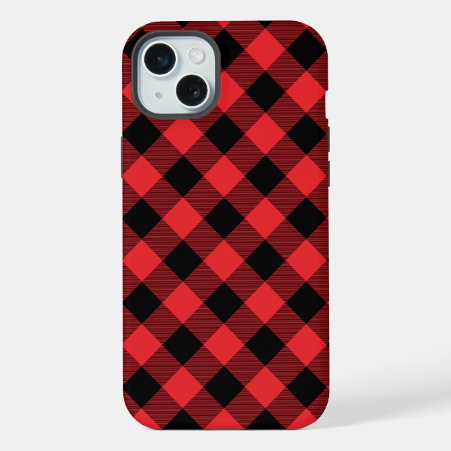 Buffalo Red Black Plaid Check iPhone Case (Back)