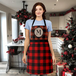 Buffalo Red Black Plaid Holiday Monogram Apron<br><div class="desc">This design may be personalized by choosing the customize option to add text or make other changes. If this product has the option to transfer the design to another item, please make sure to adjust the design to fit if needed. Contact me at colorflowcreations@gmail.com if you wish to have this...</div>