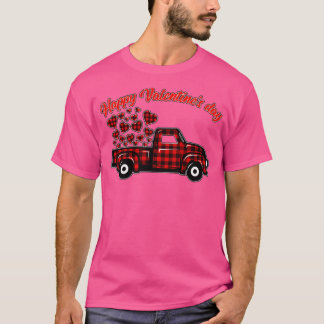 Buffalo Red Plaid Hearts Pickup Truck Cute Valenti T-Shirt