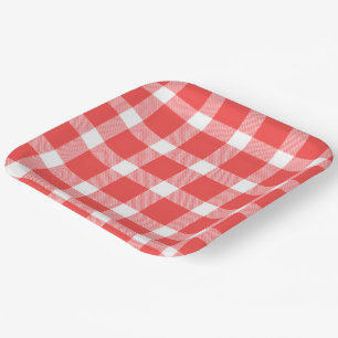 Buffalo Red White Plaid Holiday Picnic Classic Paper Plate