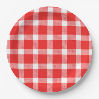Buffalo Red White Plaid Holiday Picnic Classic Paper Plate