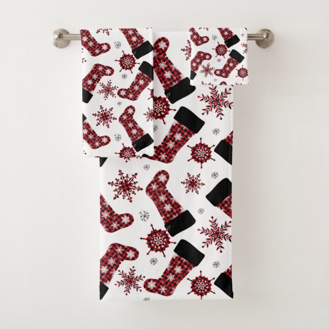 Buffalo rustique Plaid Stocker Snowflakes Noël (En situation)