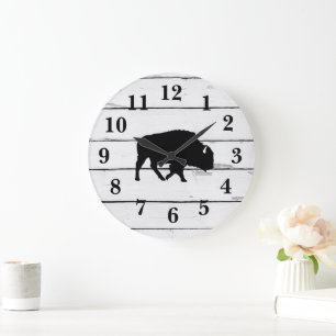 Buffalo Shiplap Rustic Decor Large Clock