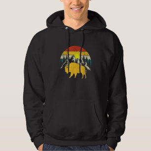 Buffalo Silhouette Bison Fluffy Cows Buffalo Mamm Hoodie