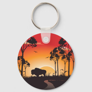 Buffalo silhouette keychain