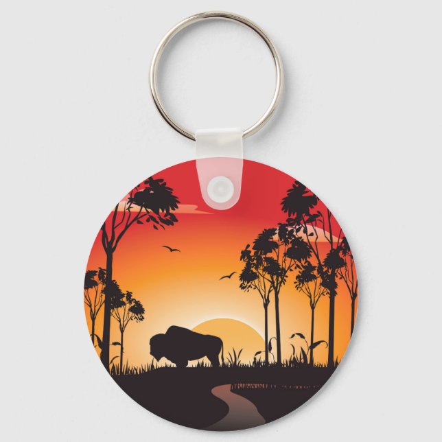 Buffalo silhouette keychain (Front)