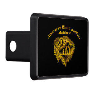 Buffalo Silhouette With Mountains Design Trailer Hitch Cover