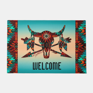 Buffalo Skull And Arrow Doormat