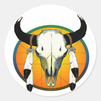 buffalo skull classic round sticker