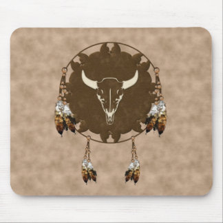 Buffalo Skull Dream Catcher Mouse Pad