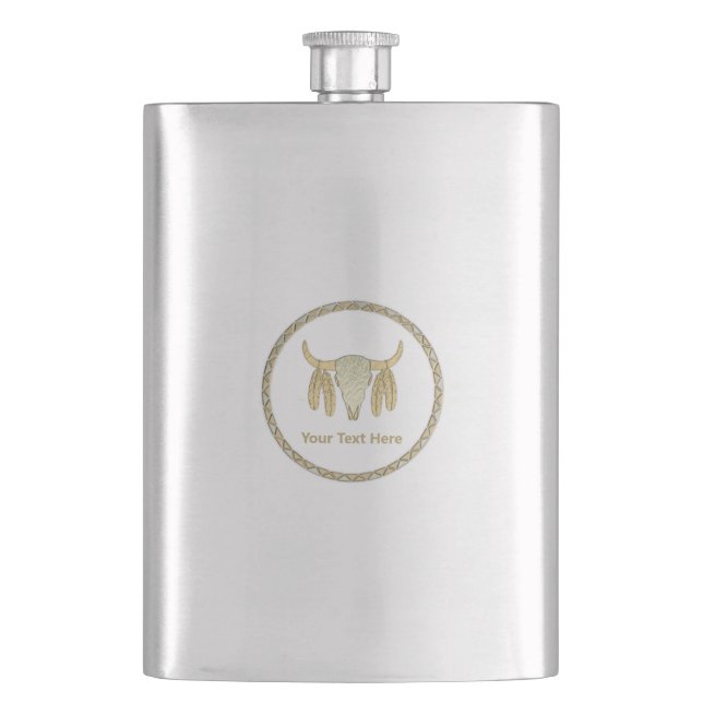 Buffalo Skull Hip Flask (Front)
