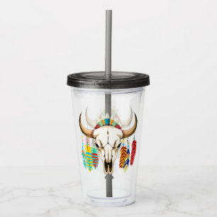 Buffalo Skull Native American Emblem Acrylic Tumbler