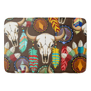 Buffalo Skull Native American Emblem Bath Mat