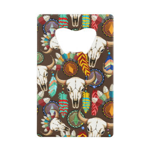 Buffalo Skull Native American Emblem Credit Card Bottle Opener