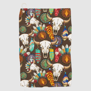 Buffalo Skull Native American Emblem Golf Towel