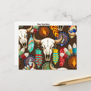 Buffalo Skull Native American Emblem Holiday Postcard