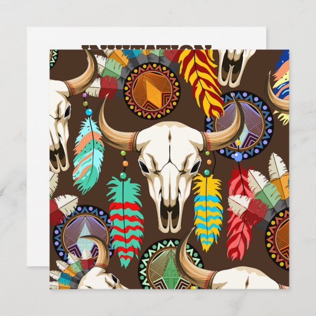 Buffalo Skull Native American Emblem Invitation (Front/Back)