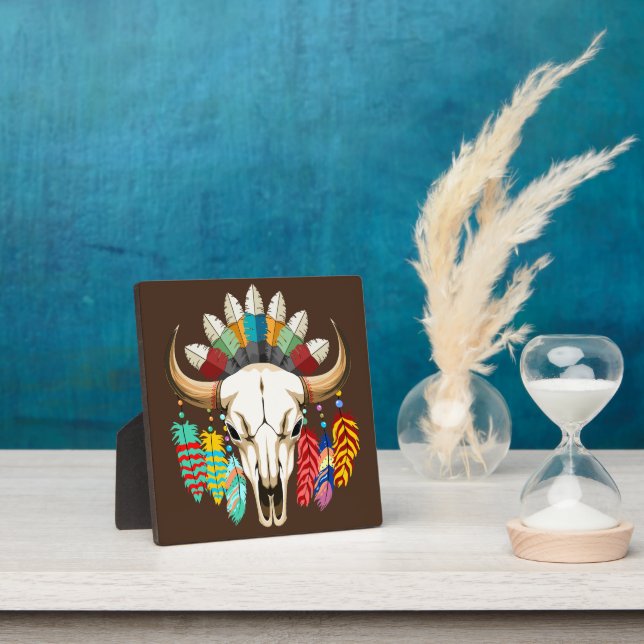Buffalo Skull Native American Emblem Plaque (Insitu)