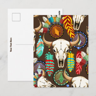 Buffalo Skull Native American Emblem Postcard