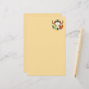Buffalo Skull Native American Emblem Stationery