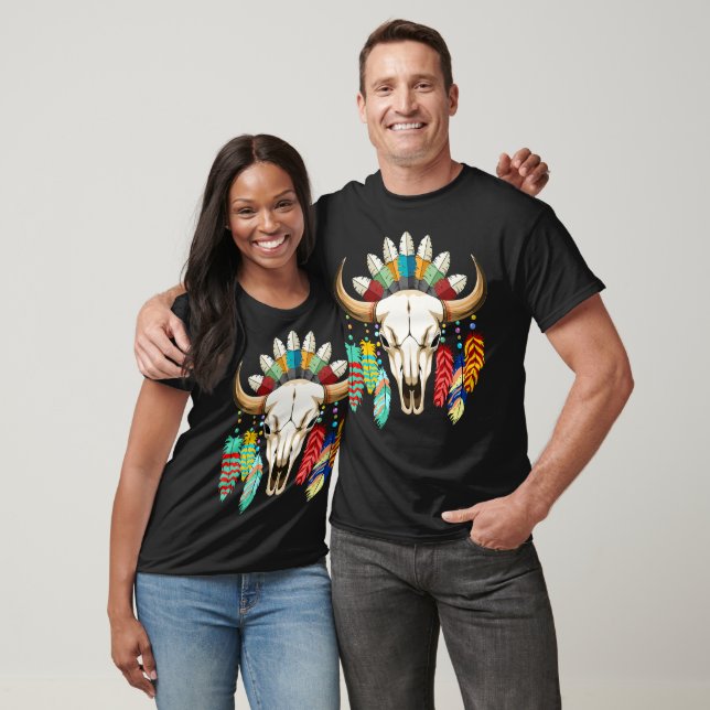 Buffalo Skull Native American Emblem T-Shirt (Unisex)