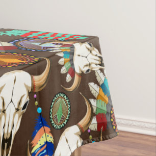 Buffalo Skull Native American Emblem Tablecloth