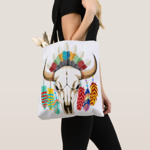 Buffalo Skull Native American Emblem Tote Bag