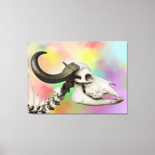 Buffalo Skull on a Watercolor Background Canvas Print