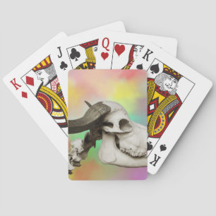 Buffalo Skull on a Watercolor Background Playing Cards