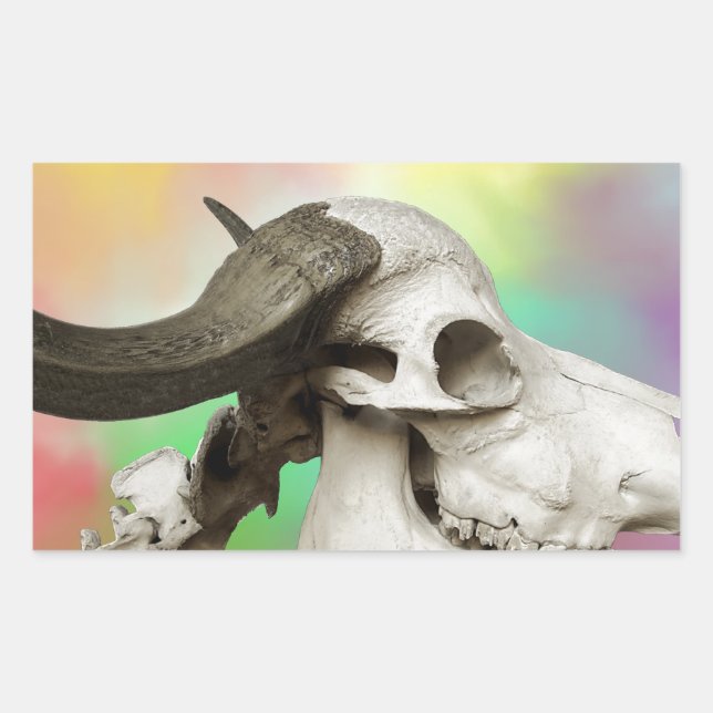 Buffalo Skull on a Watercolor Background Sticker (Front)