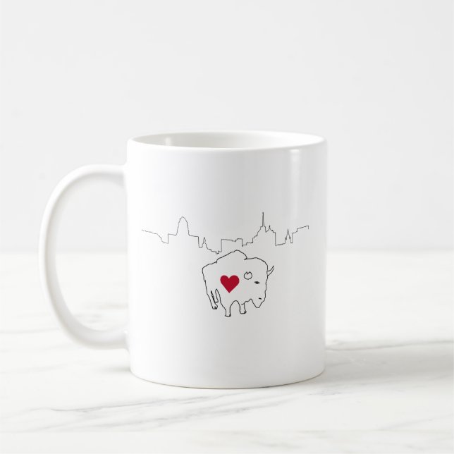 Buffalo Skyline Illustration Coffee Mug (Left)
