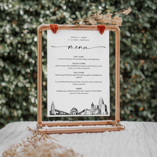 Buffalo Skyline Mariage Diner Carte menu 5x7 (Créateur téléchargé)