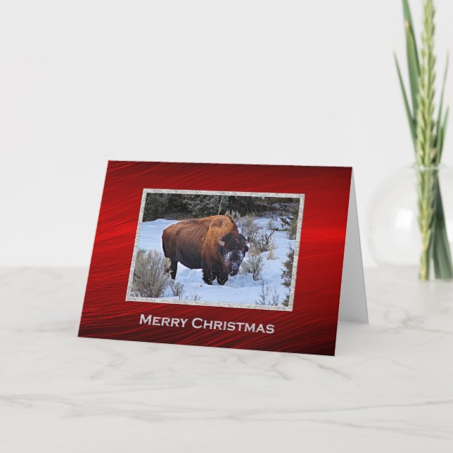 Buffalo Snow Photo Christmas Holiday Card (Front)