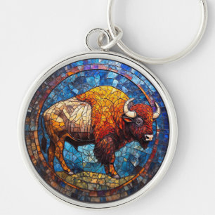 Buffalo Stained Glass Artwork Keychain