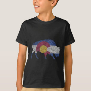 Buffalo State Flag Colorado Rocky Mountains Skiing T-Shirt