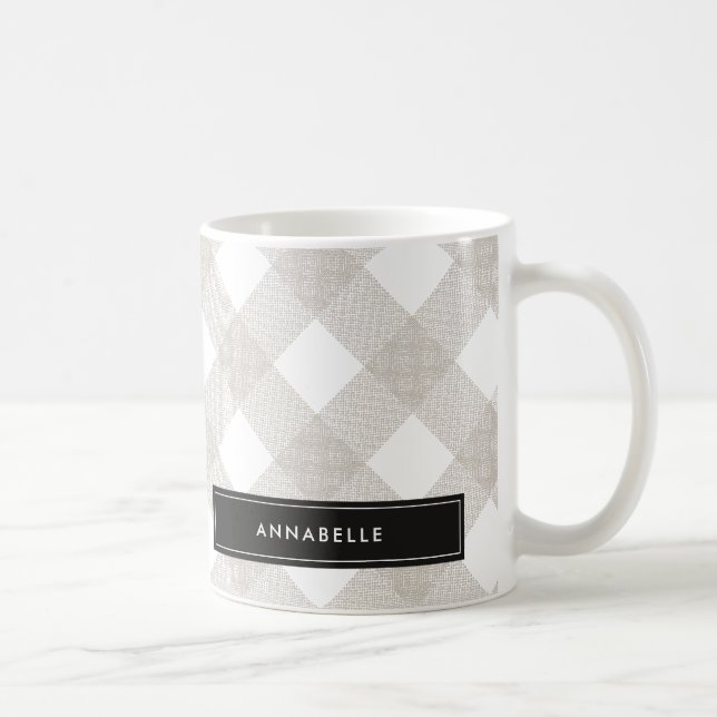 Buffalo tartan modern natural beige personalized c coffee mug (Right)