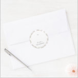 Buffalo tartan modern natural photo Christmas Classic Round Sticker<br><div class="desc">Buffalo tartan beige modern natural 1 photo Christmas holiday decor favour sticker. Simple,  clean elegant minimal design.</div>