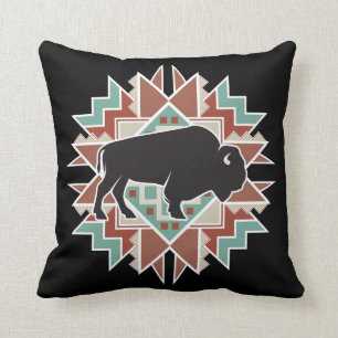 Buffalo Tribal Native Design Throw Pillow