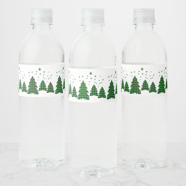 Buffalo vert Plaid XMAS Tree Étiquettes de bouteil (Bouteilles)
