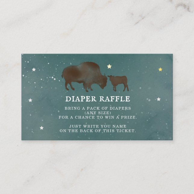 Buffalo Watercolor Stars Baby Shower Diaper Raffle Enclosure Card (Front)
