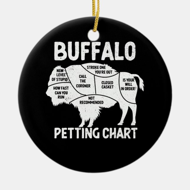 Buffalo Wildlife Petting Chart For Bison Lovers Fl Ceramic Ornament (Front)