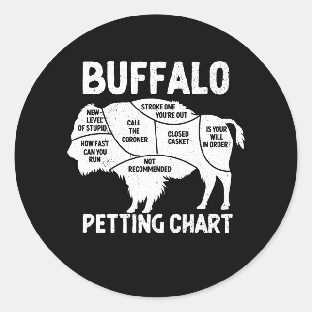 Buffalo Wildlife Petting Chart For Bison Lovers Fl Classic Round Sticker (Front)