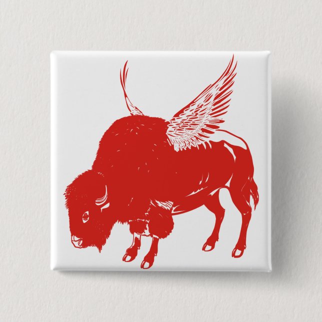 Buffalo Wings 2 Inch Square Button (Front)