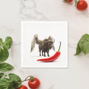Buffalo Wings With Chili Pepper Napkin