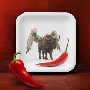 Buffalo Wings With Chili Pepper Paper Plate