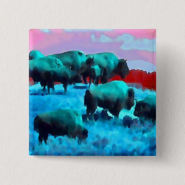 Buffaloes 2 Inch Square Button (Front)