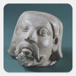 Buffed sandstone head of a foreigner, Sarnath, 3rd Square Sticker