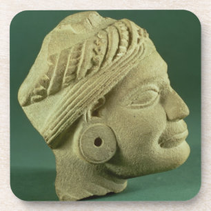 Buffed sandstone turbaned head, Sarnath, 3rd centu Coaster